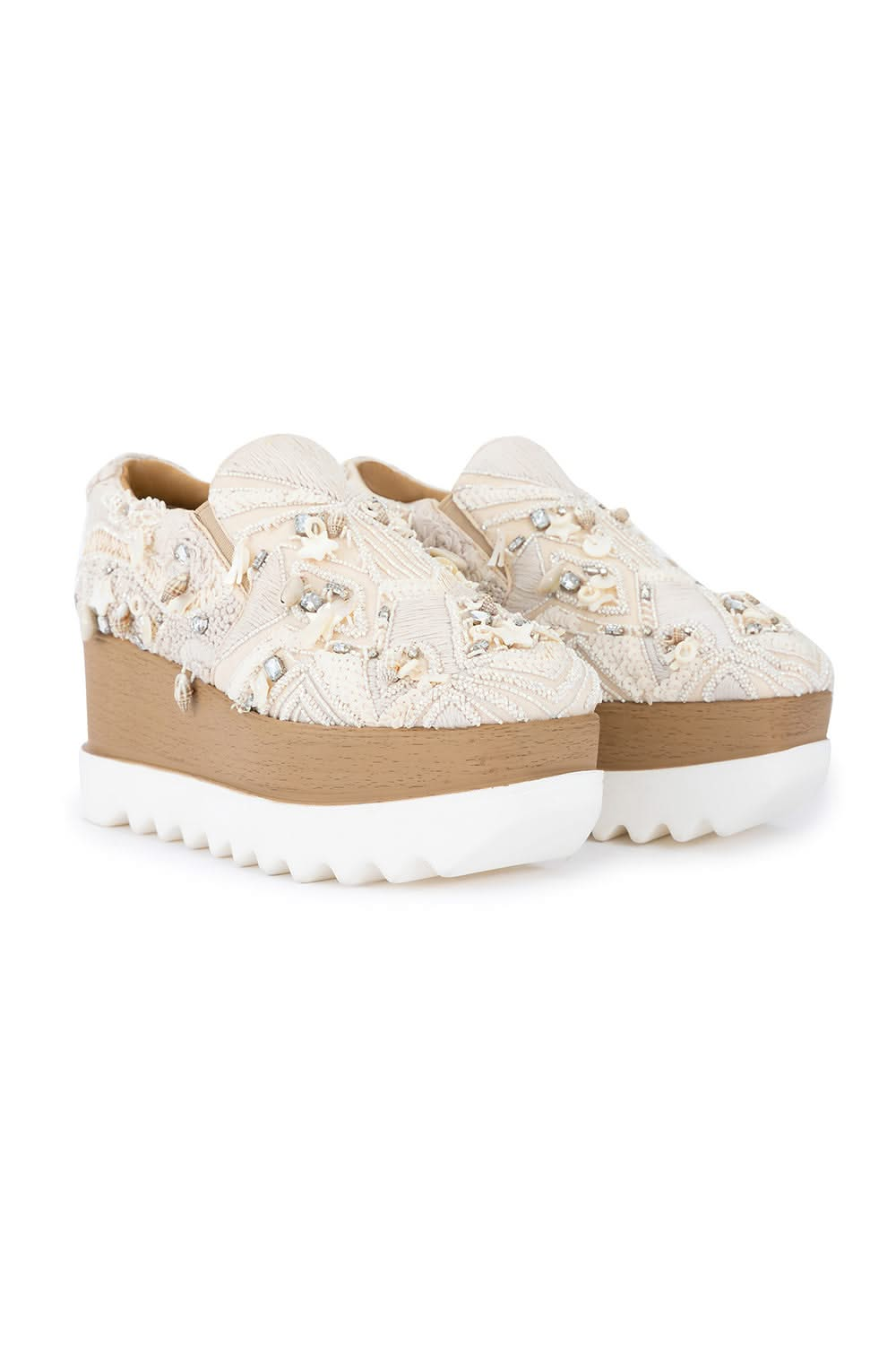 Beige Paradise Signature Wedge Sneakers