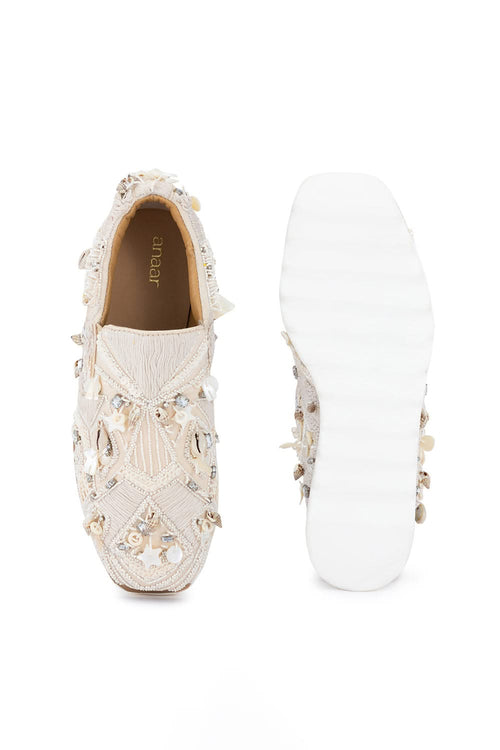 Beige Paradise Signature Wedge Sneakers