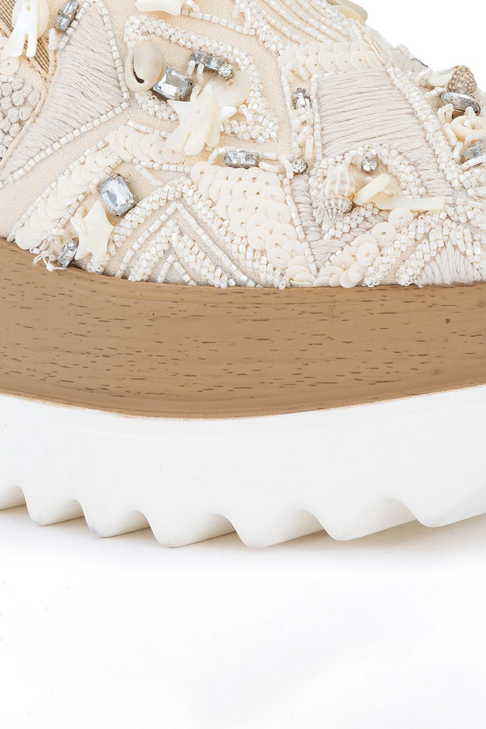 Beige Paradise Signature Wedge Sneakers