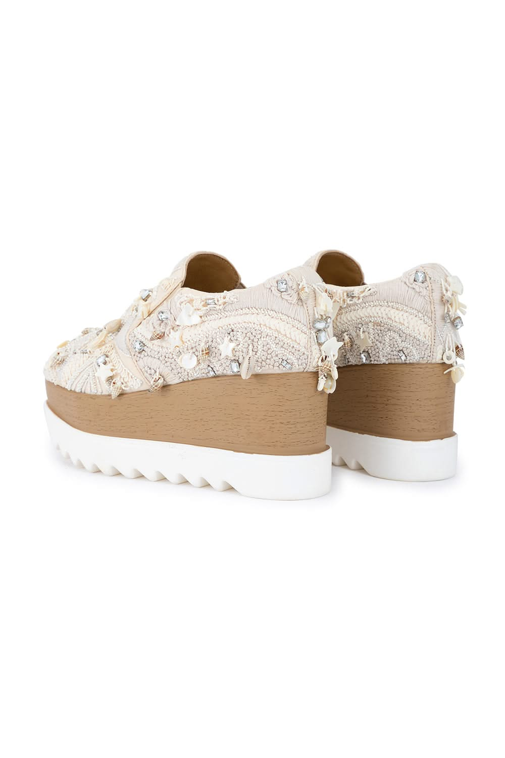 Beige Paradise Signature Wedge Sneakers