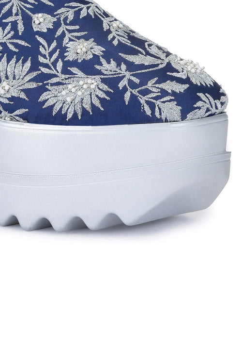 Navy Celestial Wedge Sneakers