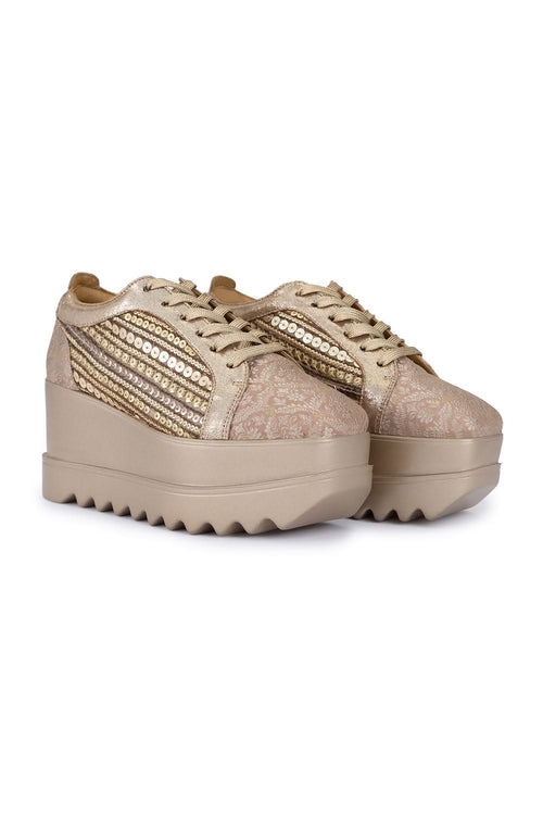 Rose Gold Gatsby Wedge Sneakers