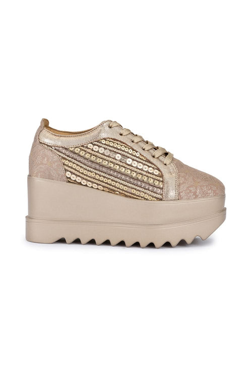 Rose Gold Gatsby Wedge Sneakers