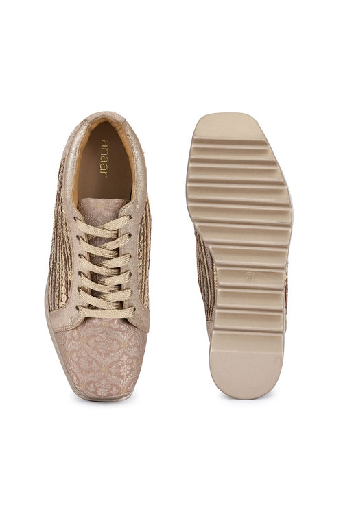 Rose Gold Gatsby Wedge Sneakers