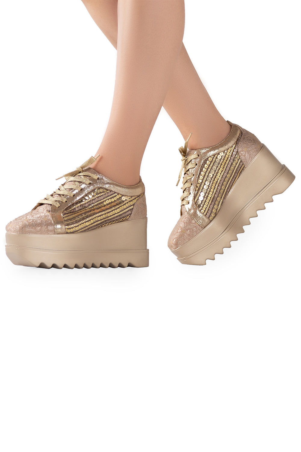Rose Gold Gatsby Wedge Sneakers