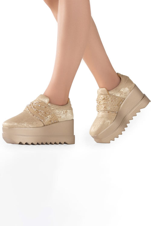 Rose Gold Marilyn Wedge Sneakers