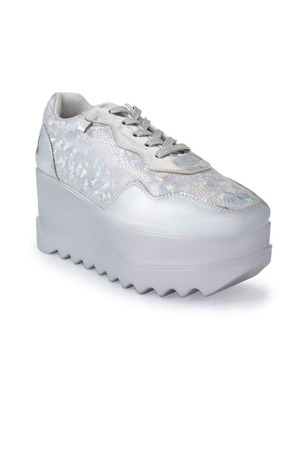 Silver Disco 22 Signature Wedge Sneakers