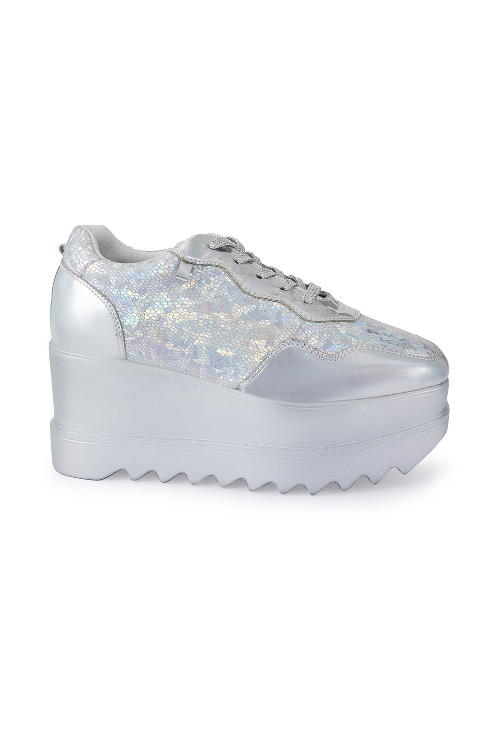 Silver Disco 22 Signature Wedge Sneakers