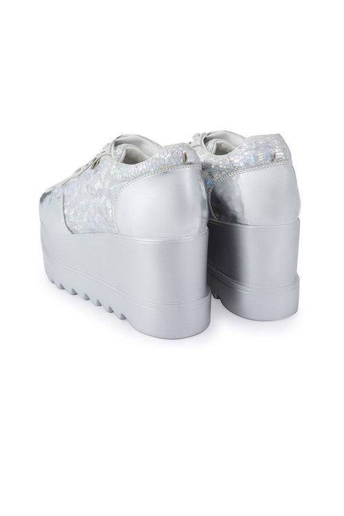 Silver Disco 22 Signature Wedge Sneakers