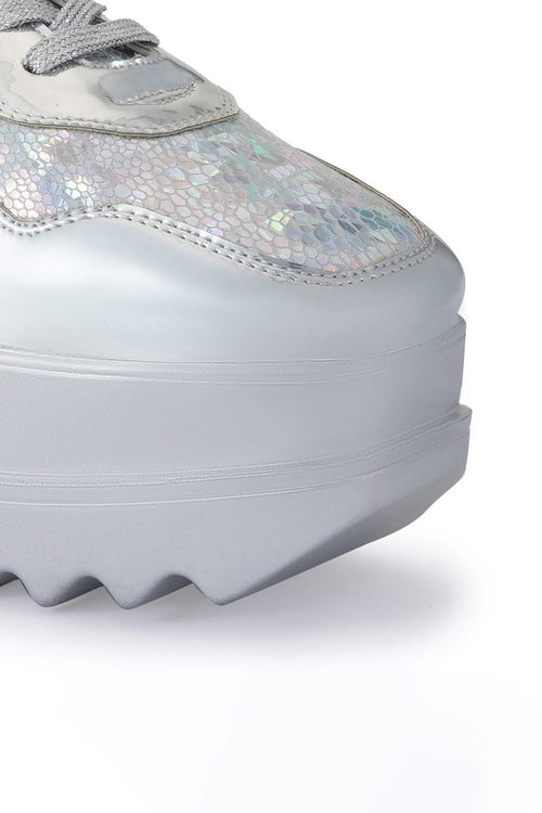 Silver Disco 22 Signature Wedge Sneakers