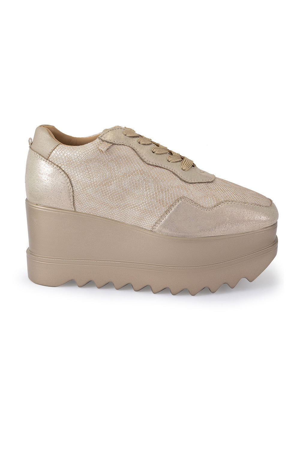 Champagne Gold Groove Signature Wedge Sneakers