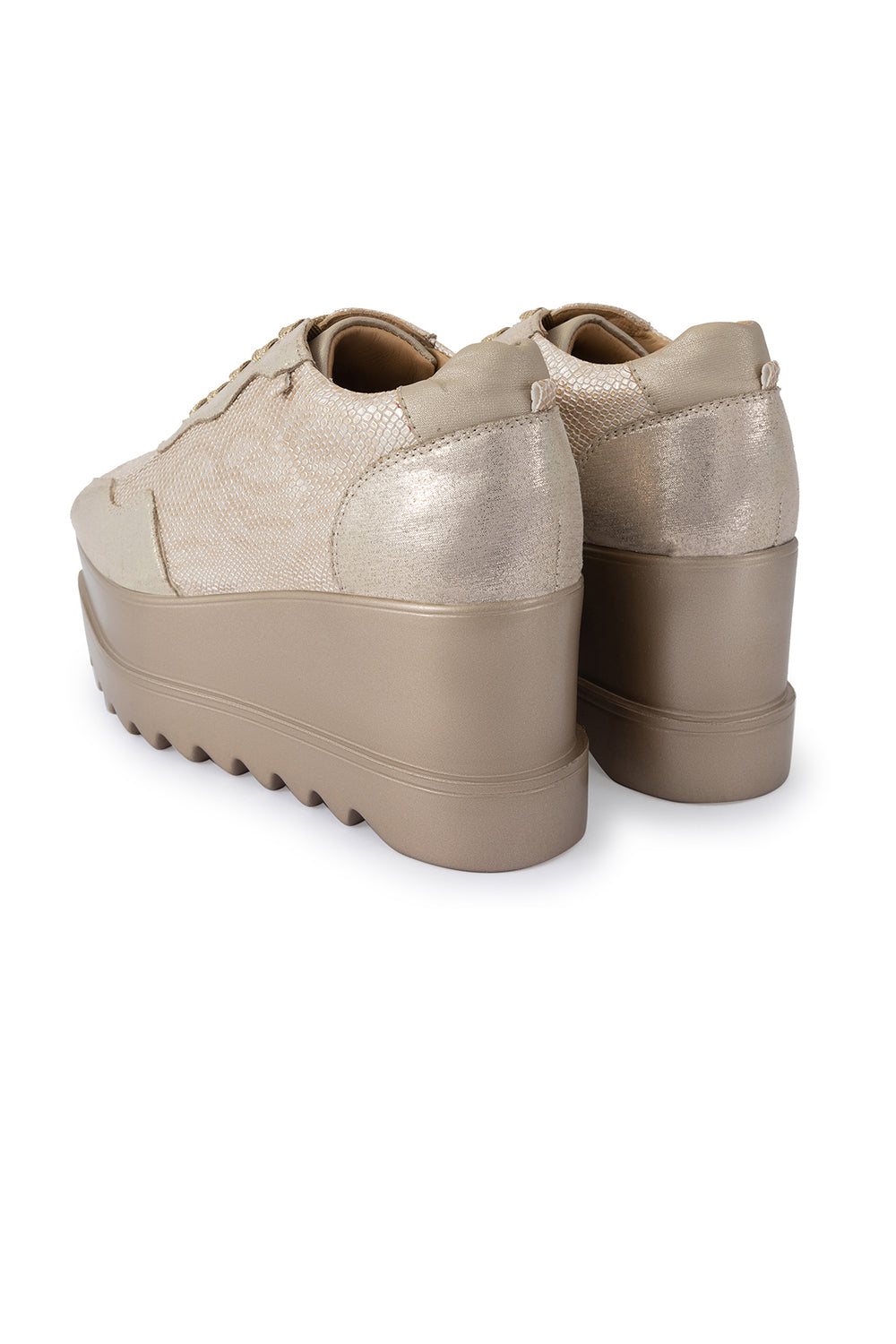 Champagne Gold Groove Signature Wedge Sneakers