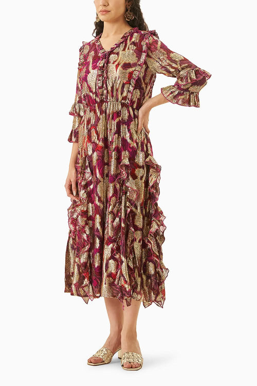 Ivana Metallic Ruffled Dress