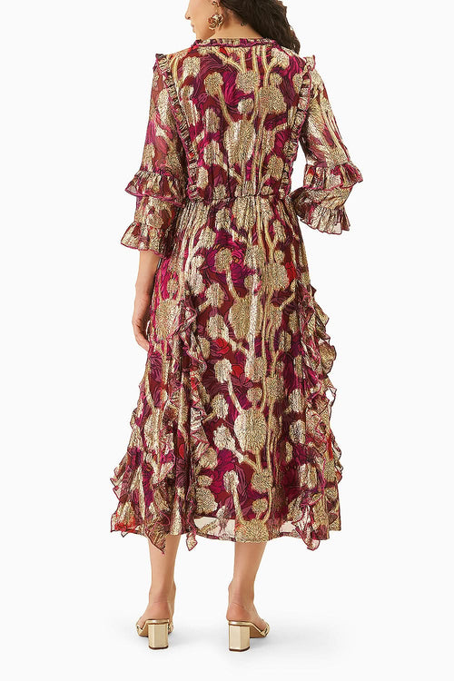 Ivana Metallic Ruffled Dress