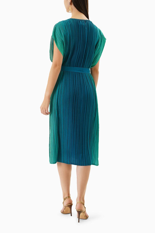 Ombre Pleated Midi Dress