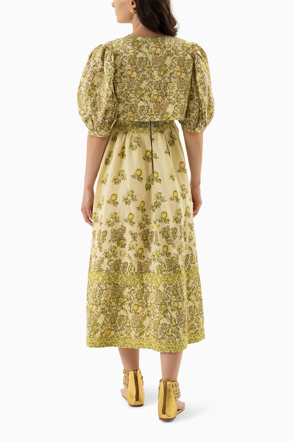 Printed Ingrid Midi Dress With a Linen Bolero