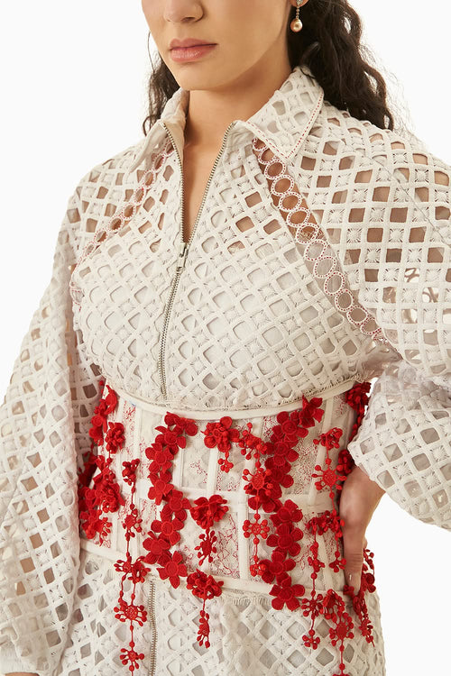 Thea Lace Shirt Dress With Corset