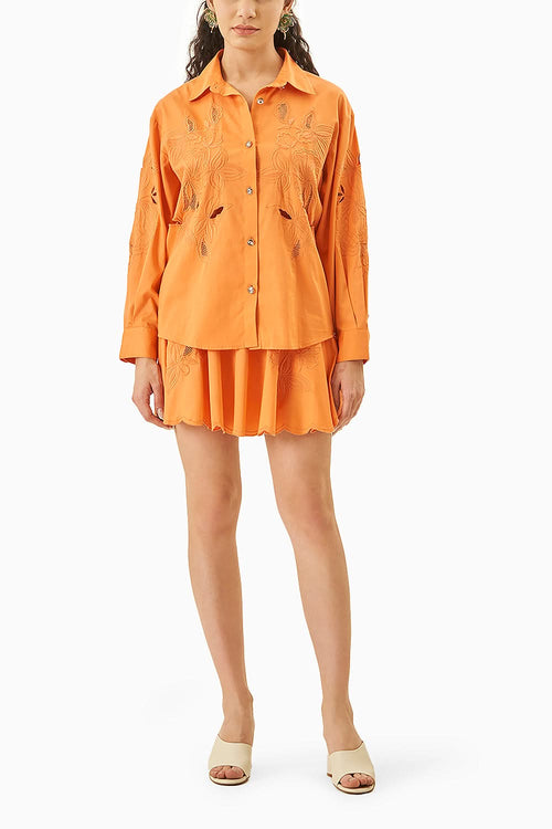 Alice Orange Cotton satin Coord set