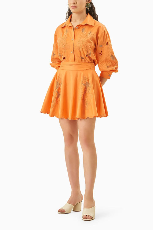 Alice Orange Cotton satin Coord set