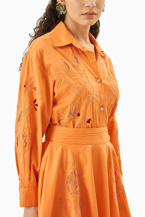 Alice Orange Cotton satin Coord set
