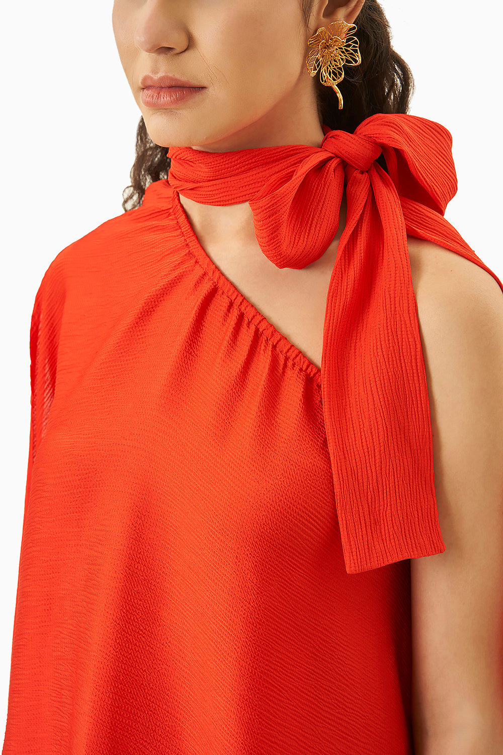 Frida Orange crushed Crepe Shirt and pants