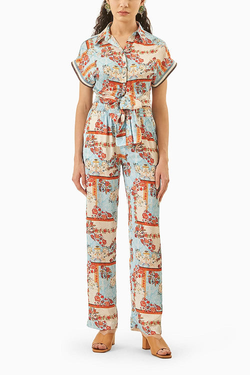 Hazel Multi color Satin Shirt and Pants