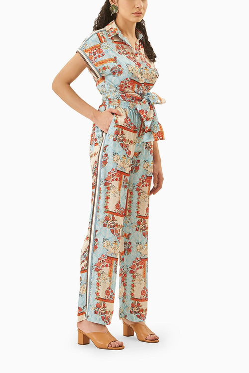 Hazel Multi color Satin Shirt and Pants