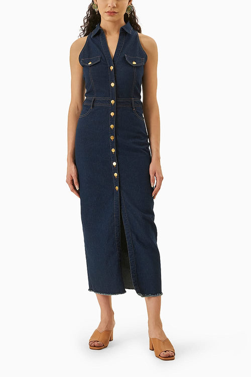 Blue Stretch Denim Dress