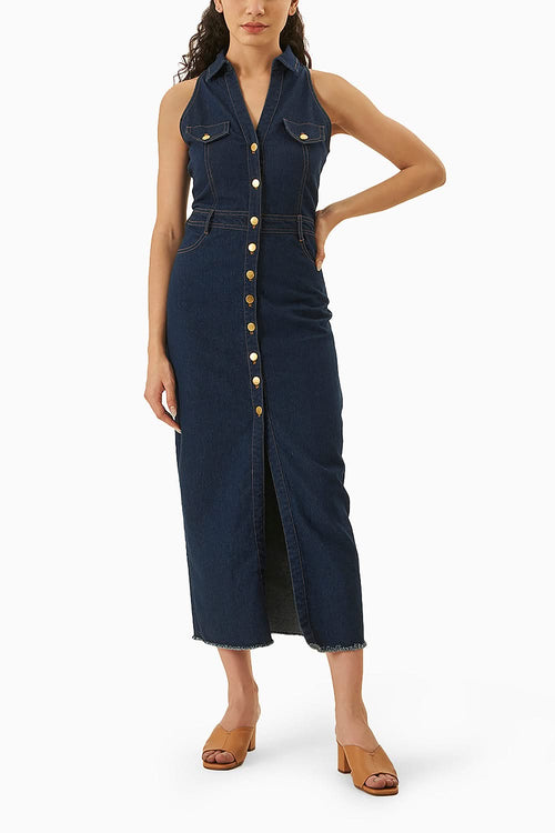 Blue Stretch Denim Dress