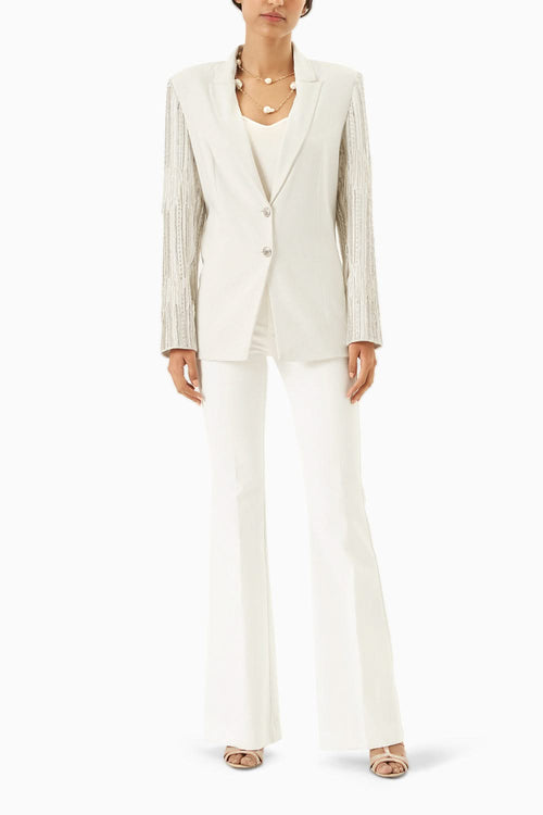 White Blazer Set with Pants