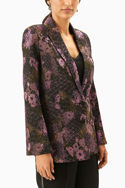 Purple Jacquard Blazer