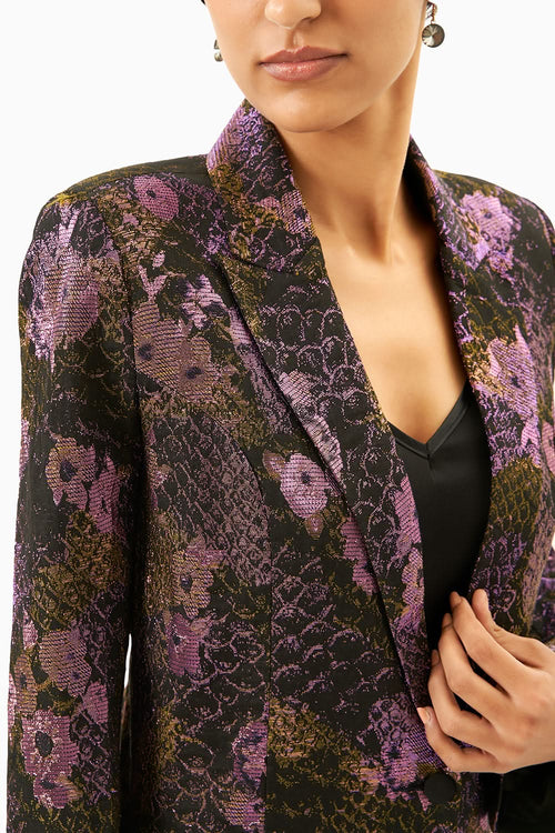 Purple Jacquard Blazer