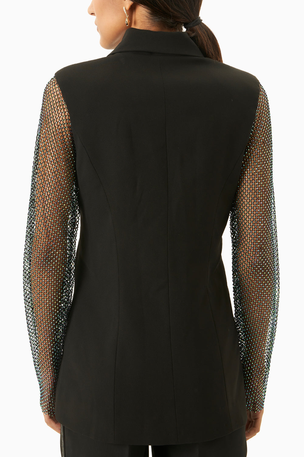 Black Blazer with Crystal mesh lace