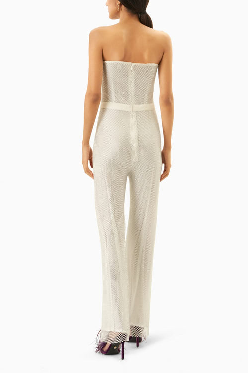 Off-White Mesh jumpsuit with Crystals