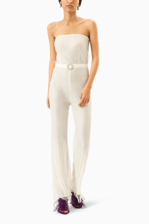 Off-White Mesh jumpsuit with Crystals