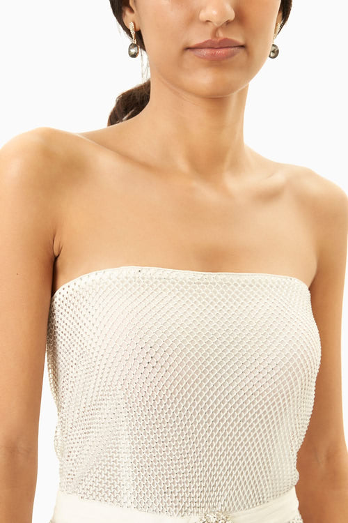 Off-White Mesh jumpsuit with Crystals