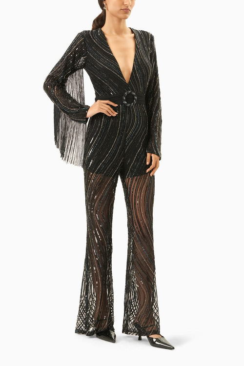 Black Sequins with Crystals Jumpsuit