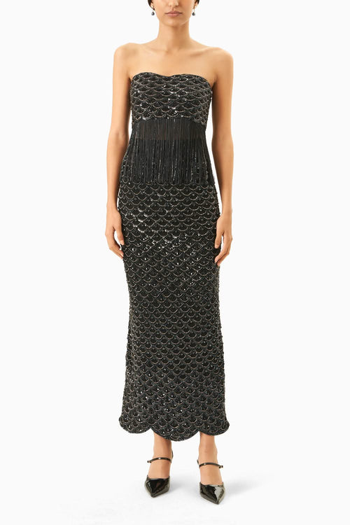 Black Sequins Embroidered Skirt and Top Set