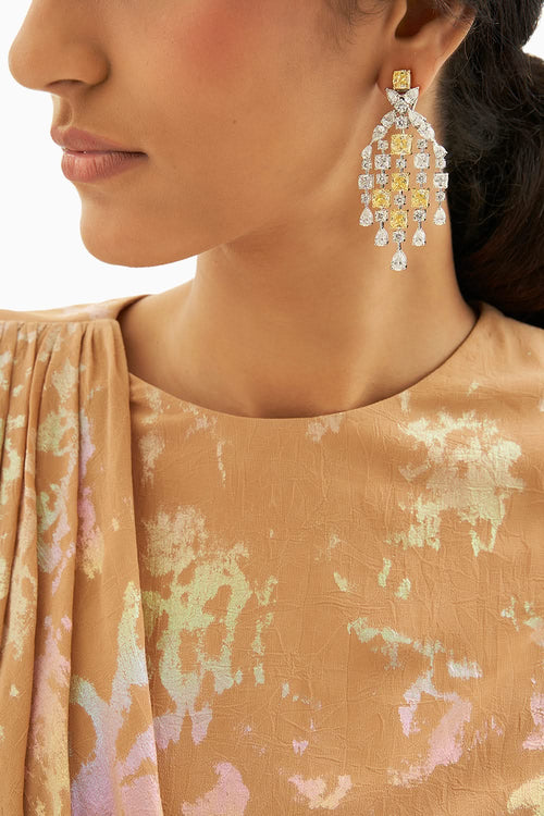 Yellow and White Multi Shape Earrings