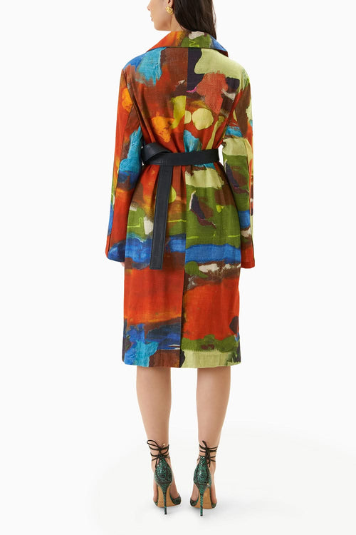 Colour Melt Belted Leather Overcoat