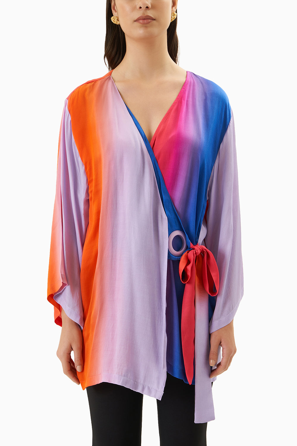 Multicoloured Sunset Wrap Kimono Top