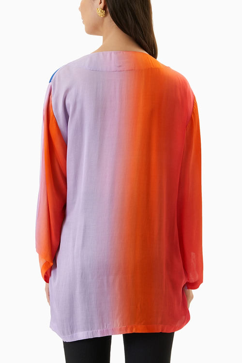 Multicoloured Sunset Wrap Kimono Top