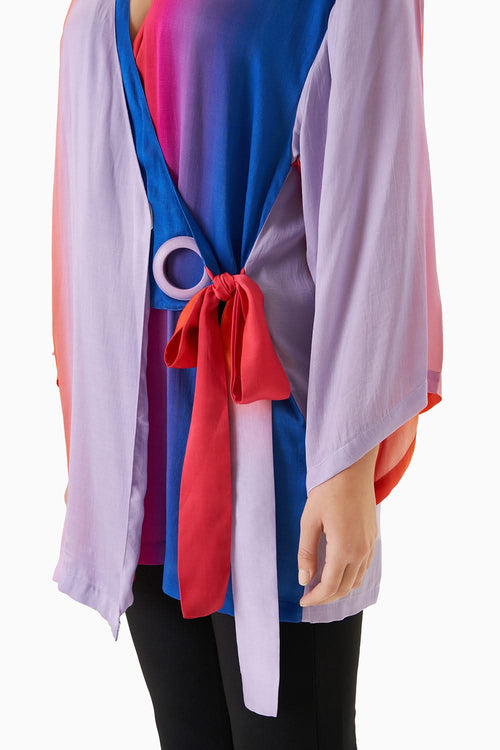 Multicoloured Sunset Wrap Kimono Top
