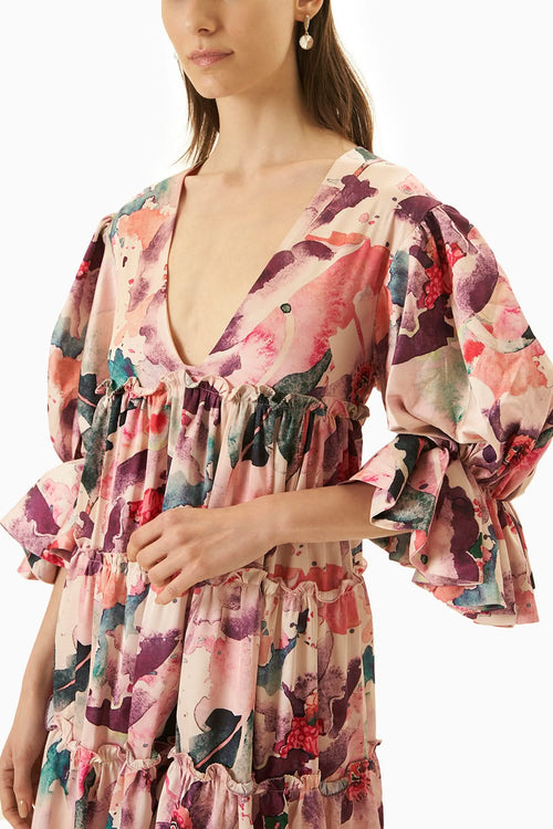 Printed Short Satin Dress