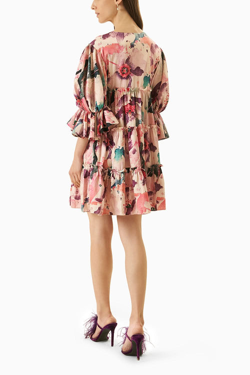 Printed Short Satin Dress