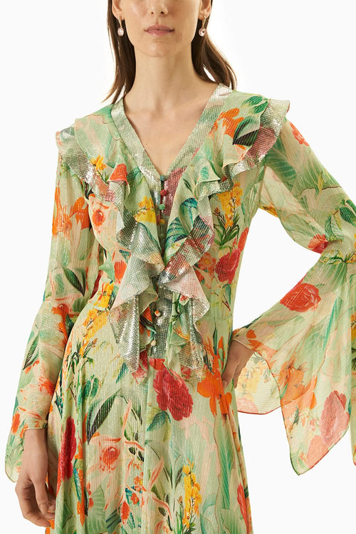 Multi Green Printed Dress
