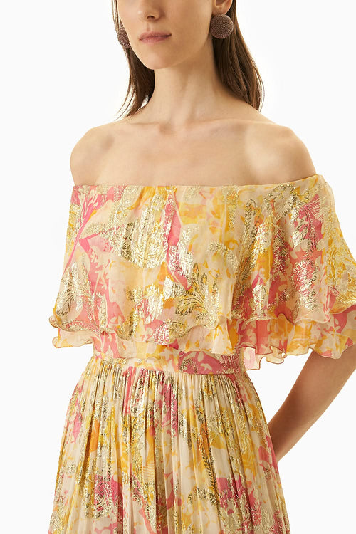 Multi Yellow Off Shoulder Dress