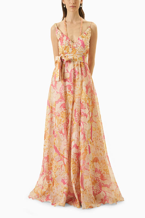 Multi Yellow Laser Cut Dress