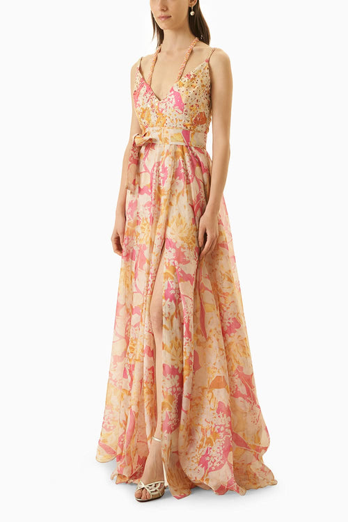 Multi Yellow Laser Cut Dress