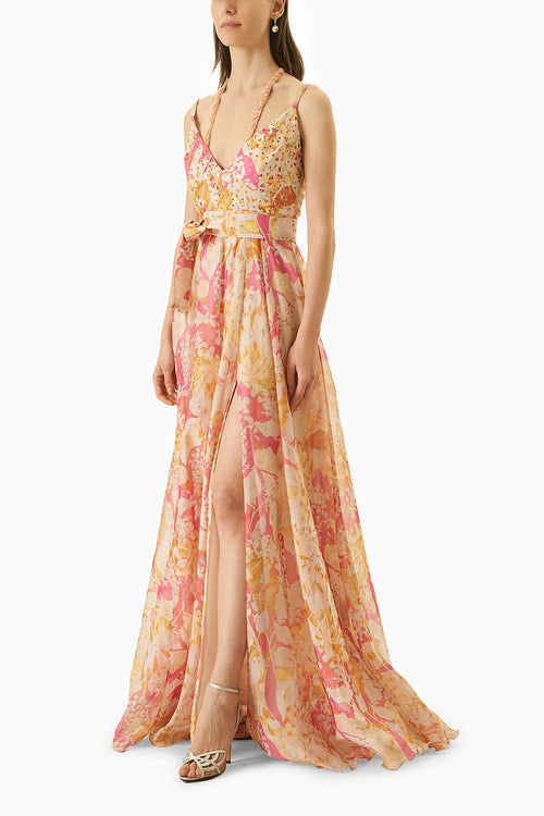 Multi Yellow Laser Cut Dress